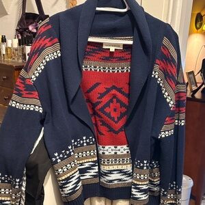 Lucky Brand womens Navy and Red Cardigan
